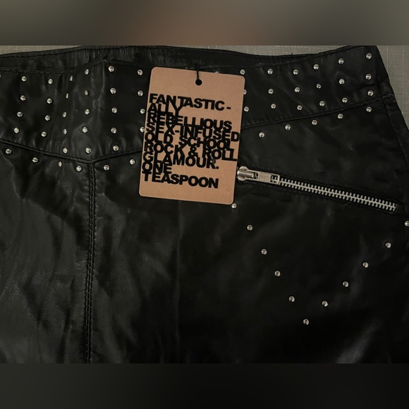 NWT One Teaspoon Free People Superfly Leather Studs Leather Micro Mini Skirt - Picture 4 of 5